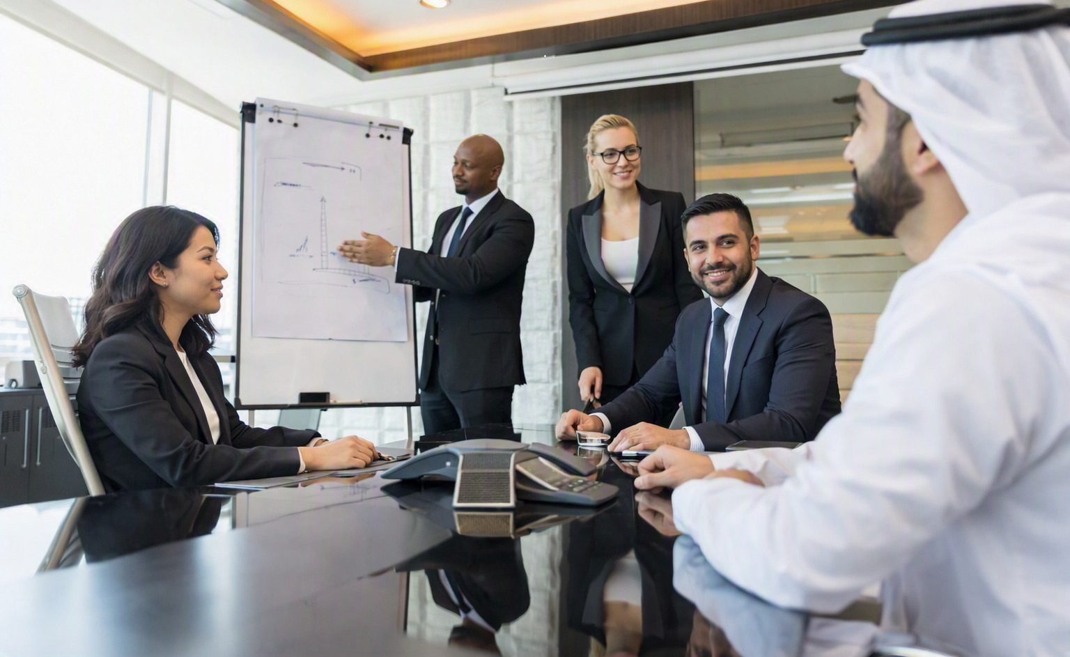 Sales team handshake